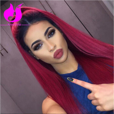 

Amethyst 2017 Popular 1b99J Ombre Color Full Lace Wigs Top 10A Grade Virgin Brazilian Human Hair Full Lace Wig