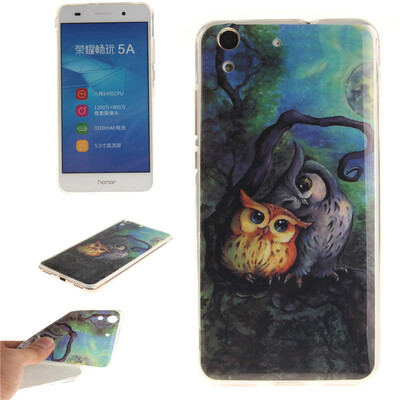 

Oil painting owl Pattern Soft Thin TPU Rubber Silicone Gel Case Cover for HUAWEI Honor 5AY6 II