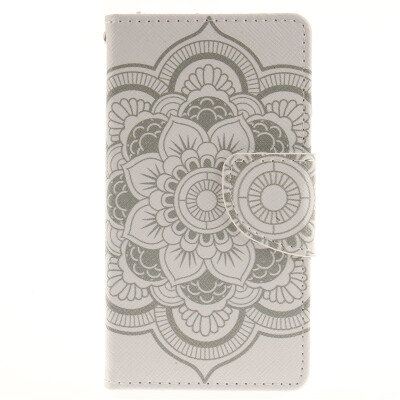 

White flowers Design PU Leather Flip Cover Wallet Card Holder Case for Wiko Sunset2