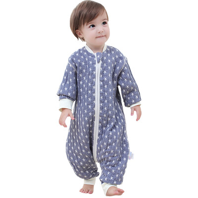 

Like baby elepbaby baby sleeping bag spring&autumn baby soft water washed cotton split gauze sleeping bag children L code gray 85X38CM