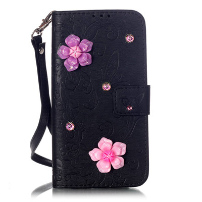 

Black Butterfly Style PU Leather Flip Cover Wallet Card Holder Case for SAMSUNG J5