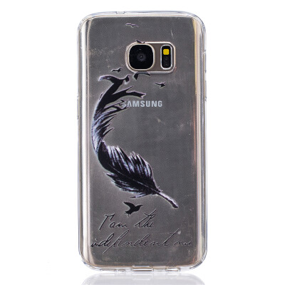 

Black feathers Pattern Soft Thin TPU Rubber Silicone Gel Case Cover for SAMSUNG GALAXY S7