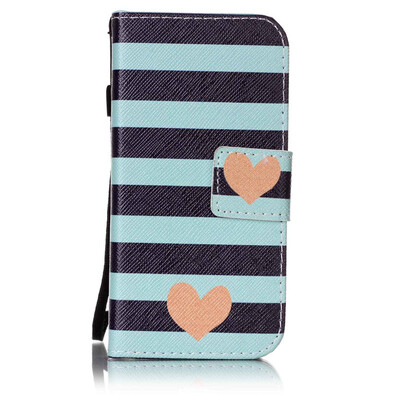 

Blue Stripes Design PU Leather Flip Cover Wallet Card Holder Case for Apple iPhone 5C