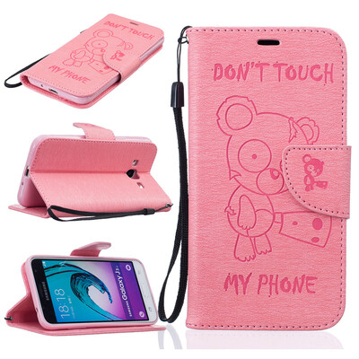 

Pink Bear Embossed PU Leather Wallet Case Classic Flip Cover with Stand Function and Credit Card Slot for SAMSUNG GALAXY J3 J310