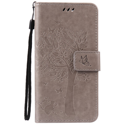 

Gray Tree Design PU Leather Flip Cover Wallet Card Holder Case for WIKO PULP