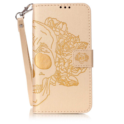 

Golden Skull Design PU Leather Flip Cover Wallet Card Holder Case for LG LS775