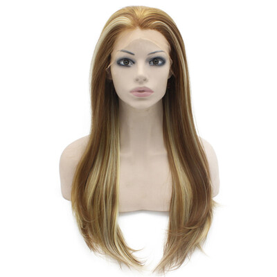 

Long Straight Hightlight Blonde Synthetic Lace Front Wig Natural