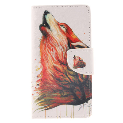 

Brown wolf Design PU Leather Flip Cover Wallet Card Holder Case for Sony Xperia M4