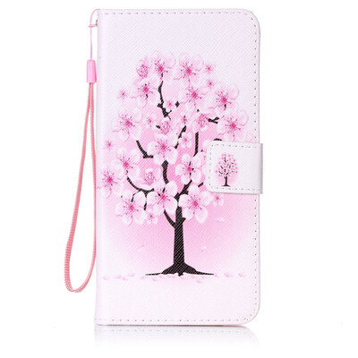 

Peach Blossom Design PU Leather Flip Cover Wallet Card Holder Case for Huawei Y6 II