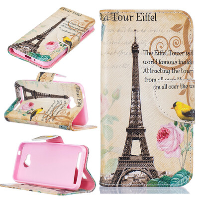 

Paris Tower Design PU Leather Flip Cover Wallet Card Holder Case for HUAWEI Y3 II