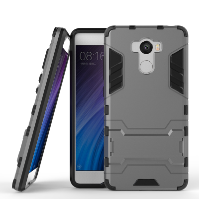 

Gray Slim Robot Armor Kickstand Shockproof Hard Rugged Rubber Back Case For XIAOMI RedMi 4 Prime