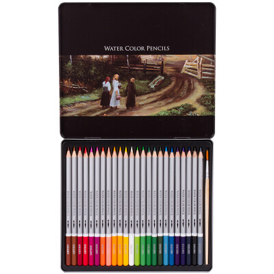 

Deli 24-color tin box Water-soluble color pencil Water-soluble color lead set with a brush 6521