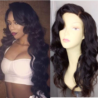 

Brazilian wavy full lace human hair wig with bangs natural hairline glueless full lace wavy wig with baby hair for women