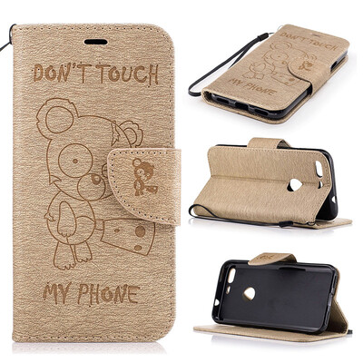 

Gold Bear Style Embossing Classic Flip Cover with Stand Function and Credit Card Slot for Google Pixel