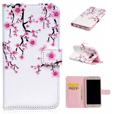 

Plum blossom Design PU Leather Flip Cover Wallet Card Holder Case for SAMSUNG GALAXY S7