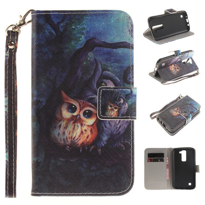

Oil painting owl Design PU Leather Flip Cover Wallet Card Holder Case for LG K7