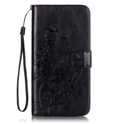 

Black Flower Design PU Leather Flip Cover Wallet Card Holder Case for SAMSUNG J1 ACE