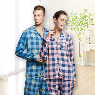 

Playboy 4916 Couple Pajamas Men&39s Clothing Cardigan Cardigan Spring&Summer Long Sleeve Men&39s Pajamas Set Pink Lan Gang