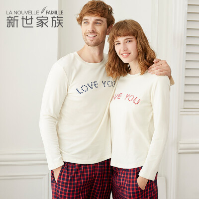 

Mirage family couple pajamas pure cotton autumn long sleeve letters home service XB57049 beige M