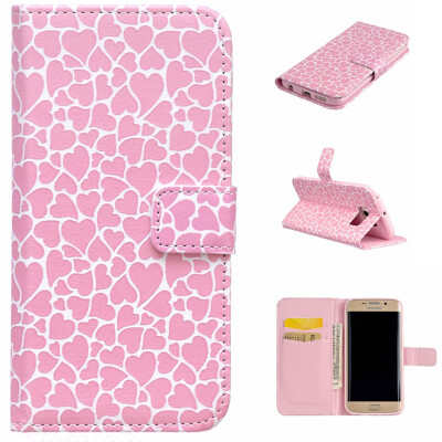 

Lovely Heart Design PU Leather Flip Cover Wallet Card Holder Case for SAMSUNG GALAXY S6 EDGE