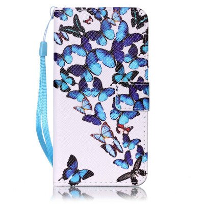 

Blue Butterfly Design PU Leather Flip Cover Wallet Card Holder Case for SAMSUNG A510