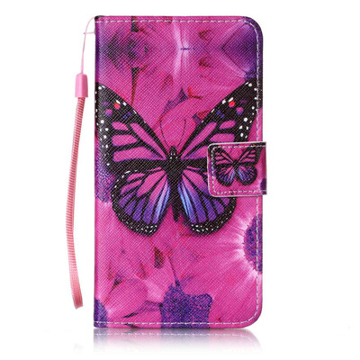 

Black Butterfly Design PU Leather Flip Cover Wallet Card Holder Case for LG X Power