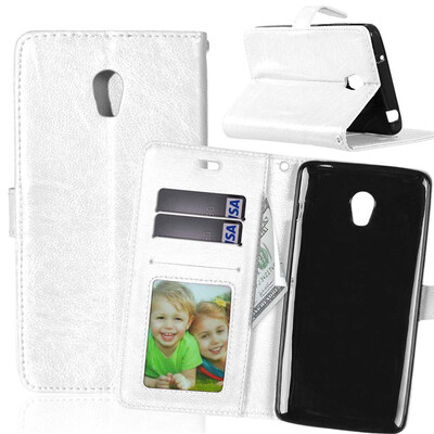 

White Style Classic Flip Cover with Stand Function and Credit Card Slot for Lenovo VIBE P1