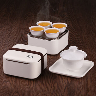 

Mini Portable Traveling Gongfu Tea Set Gaiwan Teacups Tea Cloth in Serving Box