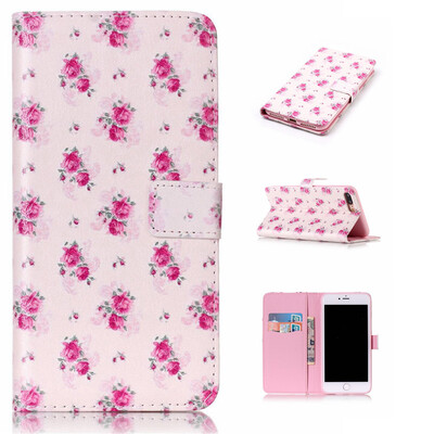 

Little Rose Design PU Leather Flip Cover Wallet Card Holder Case for IPHONE 7 Plus