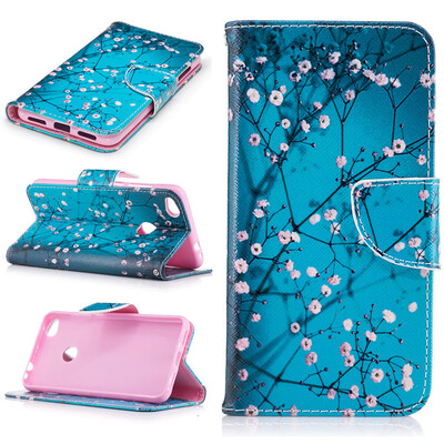 

Plum blossom Design PU Leather Flip Cover Wallet Card Holder Case for HUAWEI P8 Lite 2017