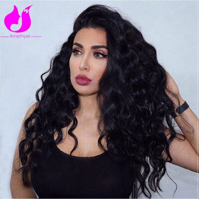 

Amethyst 2017 Popular Body Wave Human Hair Wigs 180 Density Virgin Brazilian Full Lace Wigs For Black Women