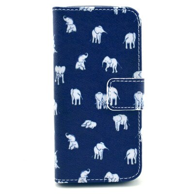 

Elephant Design PU Leather Flip Cover Wallet Card Holder Case for IPHONE 5