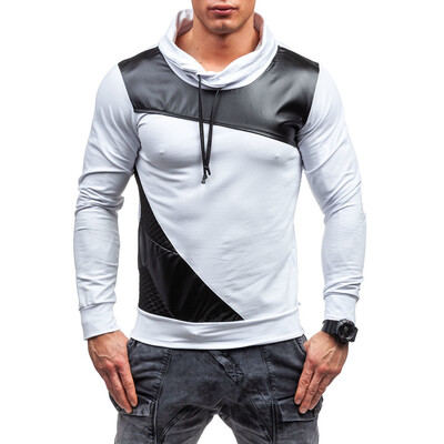 

geek new men's polo shirt grid color matching long sleeve slim