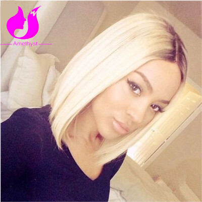 

Amethyst 1b60 Two Tone Ombre Color Brazilian Human Hair Full Lace Wigs 10A Grade Short Bob Wig