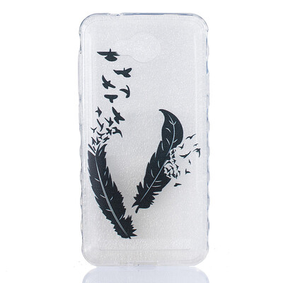 

Two feathers Pattern Soft Thin TPU Rubber Silicone Gel Case Cover for HUAWEI Y3 II