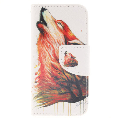 

Brown wolf Design PU Leather Flip Cover Wallet Card Holder Case for IPHONE 5C