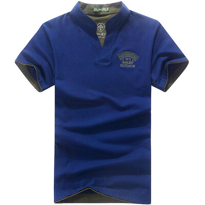 

Jeep Shield NIAN JEEP Short Sleeve T-Shirt Male V-Neck Outdoor Mountaineering Leisure T-Shirt 9251 Blue L