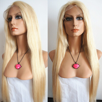 

N.L.W. #613 Blonde hair color European virgin human hair Glueless Lace front wigs with baby hair