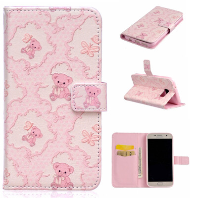 

Little bear Design PU Leather Flip Cover Wallet Card Holder Case for SAMSUNG GALAXY S7