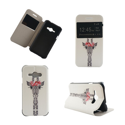 

Giraffe Design PU Leather Flip Cover Wallet Card Holder Case for Samsung Galaxy J1 Ace