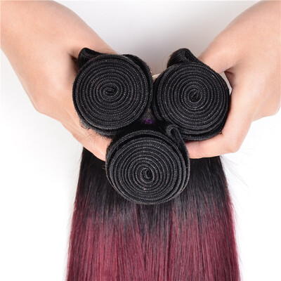 

Kbl Burgundy Brazilian Virgin Hair Straight Ombre Brazilian Hair Extensions 8A Unprocessed Human Hair Weave 4 Bundles Babybliss