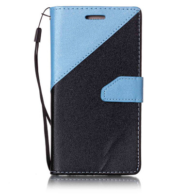 

Black + blue Design PU Leather Wallet Case Classic Flip Cover with Stand Function and Credit Card Slot for SAMSUNG Galaxy J5 2016