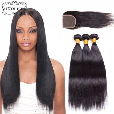 

CCollege Virgin Hair With Closure Straight Brazilian Virgin Hair 3 Bundles Brizilian Virgin Hair With Closure Free Shipping