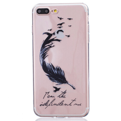 

Черные перья Pattern Мягкий Тонкий TPU Резиновый Силиконовый гель Чехол для IPHON 7 Plus