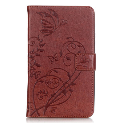 

Brown Flower Design PU Leather Flip Cover Wallet Card Holder Case for SAMSUNG T715