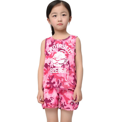 

Yu Zhaolin children's T-shirt boys and girls sleeveless vest shorts suit M416607 pink camouflage 110 yards