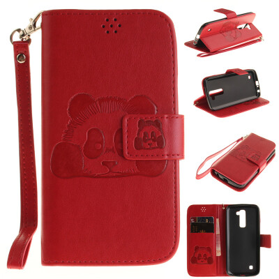 

Red Panda Style Embossing Classic Flip Cover with Stand Function and Credit Card Slot for LG K10