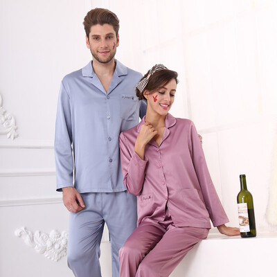 

Playboy 4807 Couple Pajamas Men&39s Silk Home Men&39s Cardigan Cardigan Long Sleeve Men&39s Pajamas Set Gray Blue XL