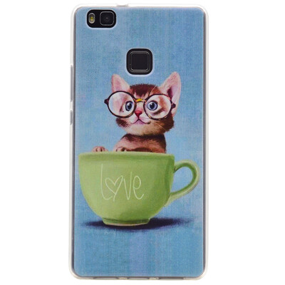 

Glasses cat Pattern Soft Thin TPU Rubber Silicone Gel Case Cover for HUAWEI P9 Lite