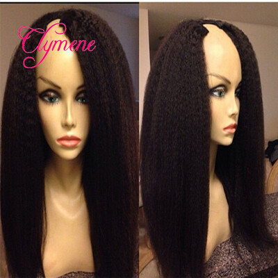 

Unprocessed Brazilian U part wigs Human hair kinky straight side part /middle part Virgin Hair Wigs for African Americans